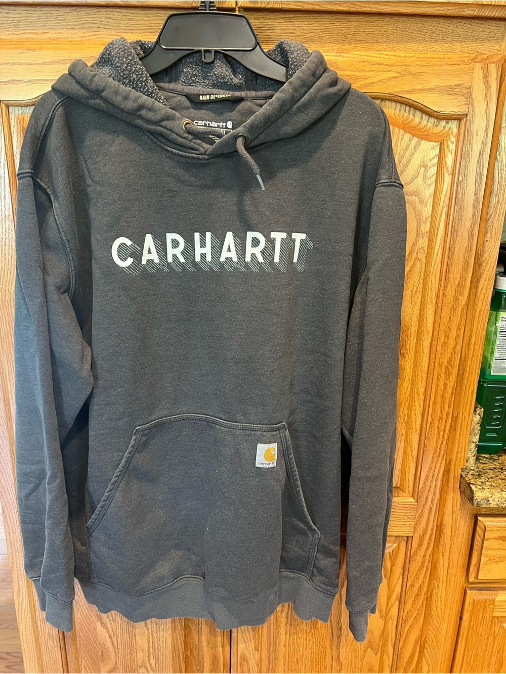 Carhartt Men's Charcoal Gray Crewneck Hoodie with Front Logo